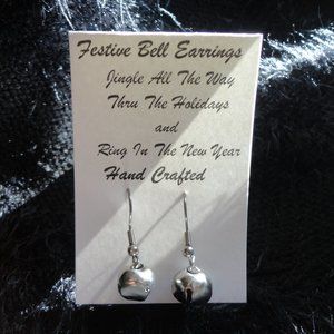 FREE with BUNDLE - NEW Hand Crafted Festive Jingle Bell Earrings Small Silver